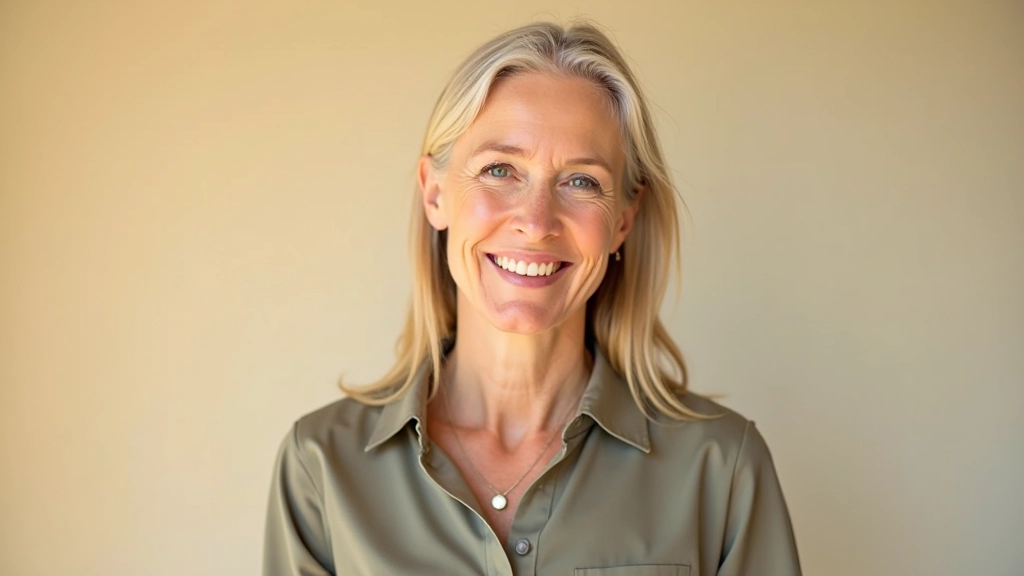 Portrait of Dace, 58, smiling warmly